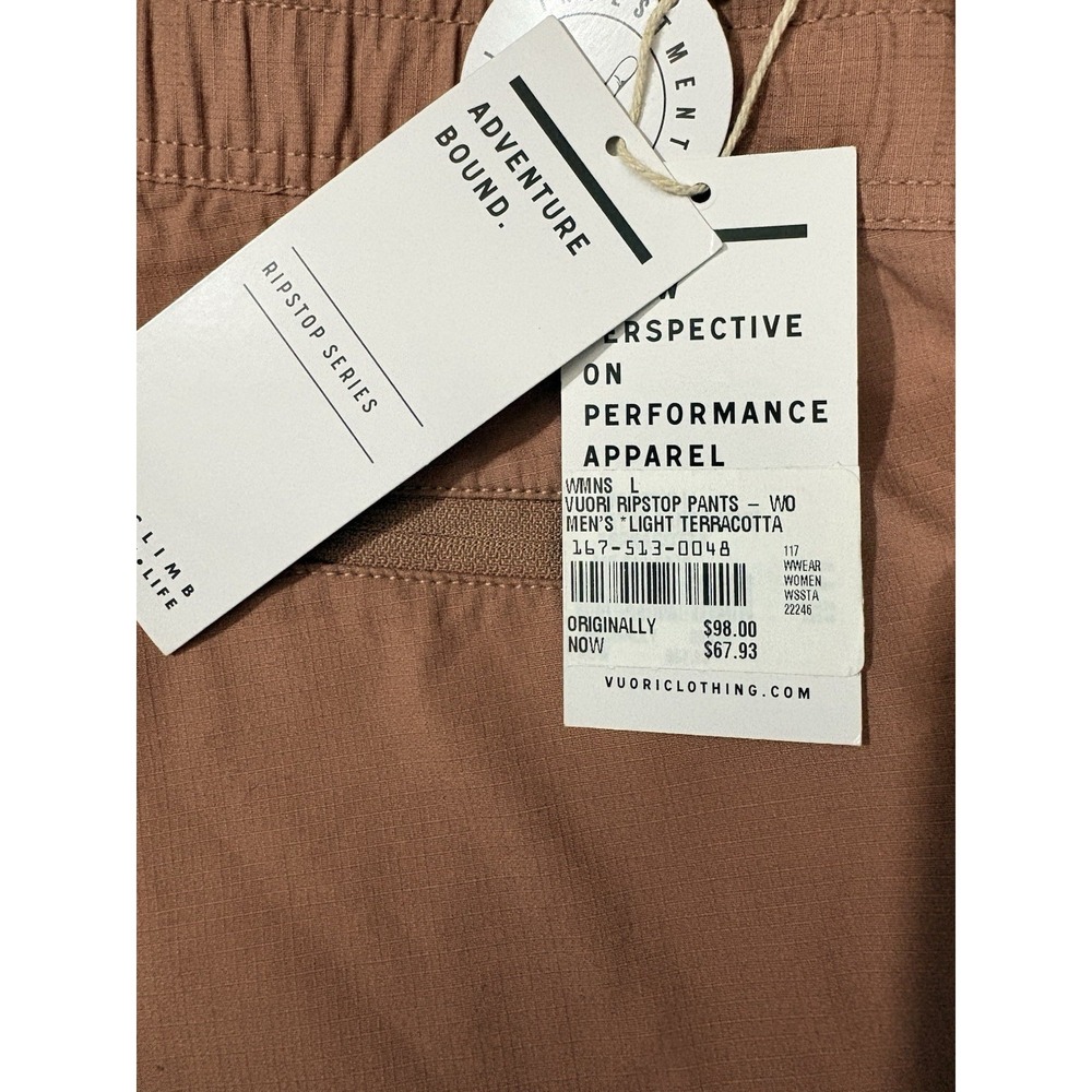 VUORI Ripstop Pants WOMENS LARGE LIGHT TERRA COTTA Hiking Activewear NEW!! - Picture 8 of 8